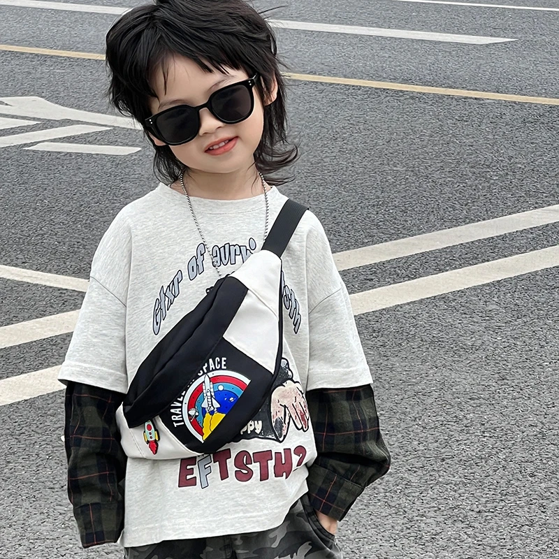

Chest Bags Boy's One Shoulder Crossbody Bag Cute Cartoon Print Outdoor Nylon Zipper Bag Fashion Small Chest Pack Kid Accessories