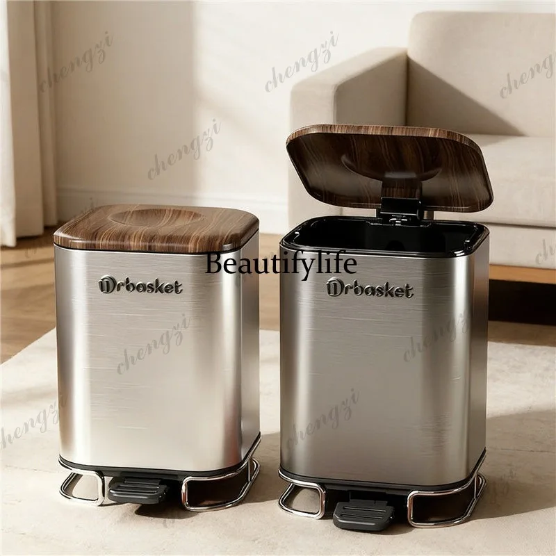 Stainless steel pedal trash can living room bedroom bathroom toilet with cover high value office