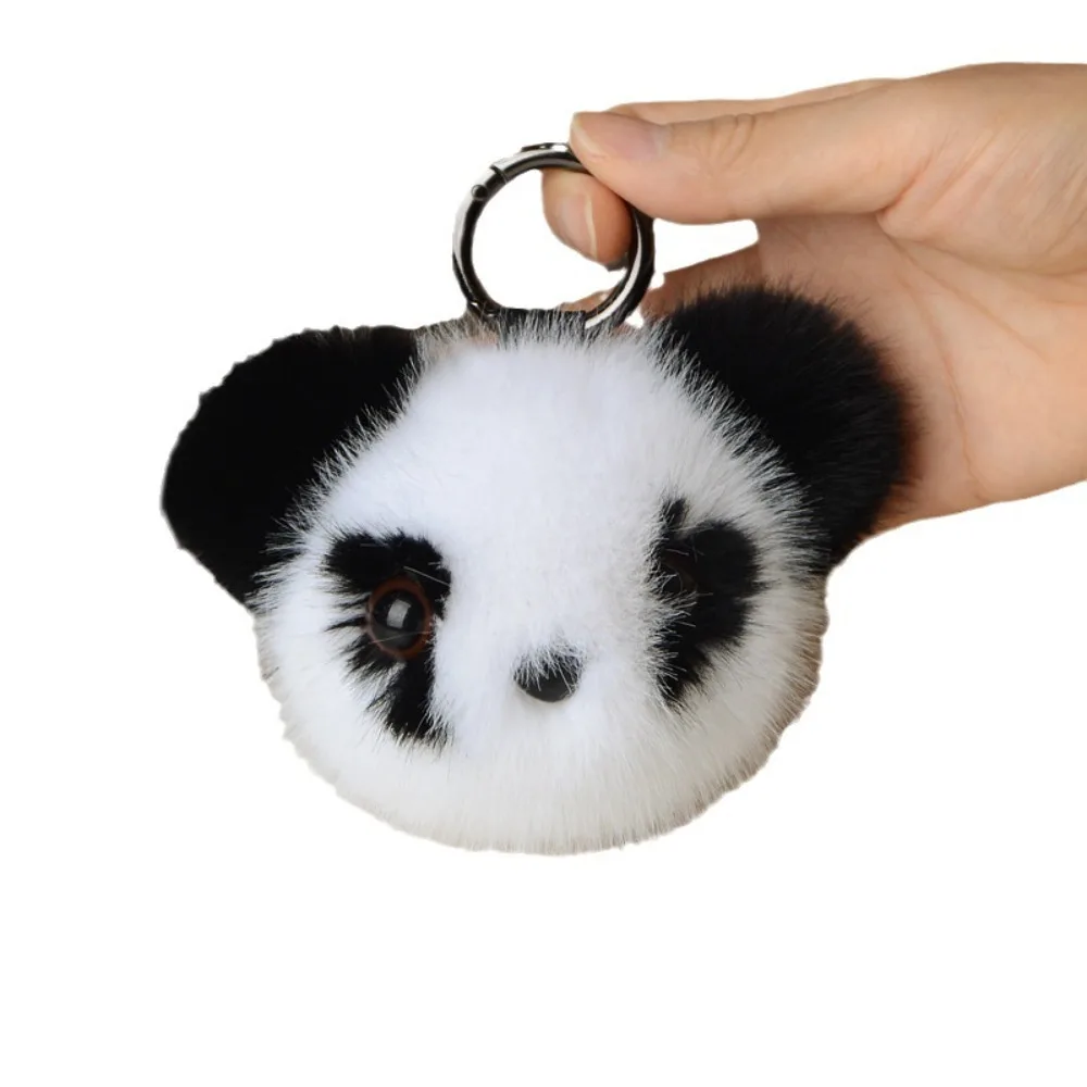 Backpack Accessories Plush Panda Toy Key Ring Cute Doll Mink Hair Bear Keychain Cotton Metal Animal Pendant Daily