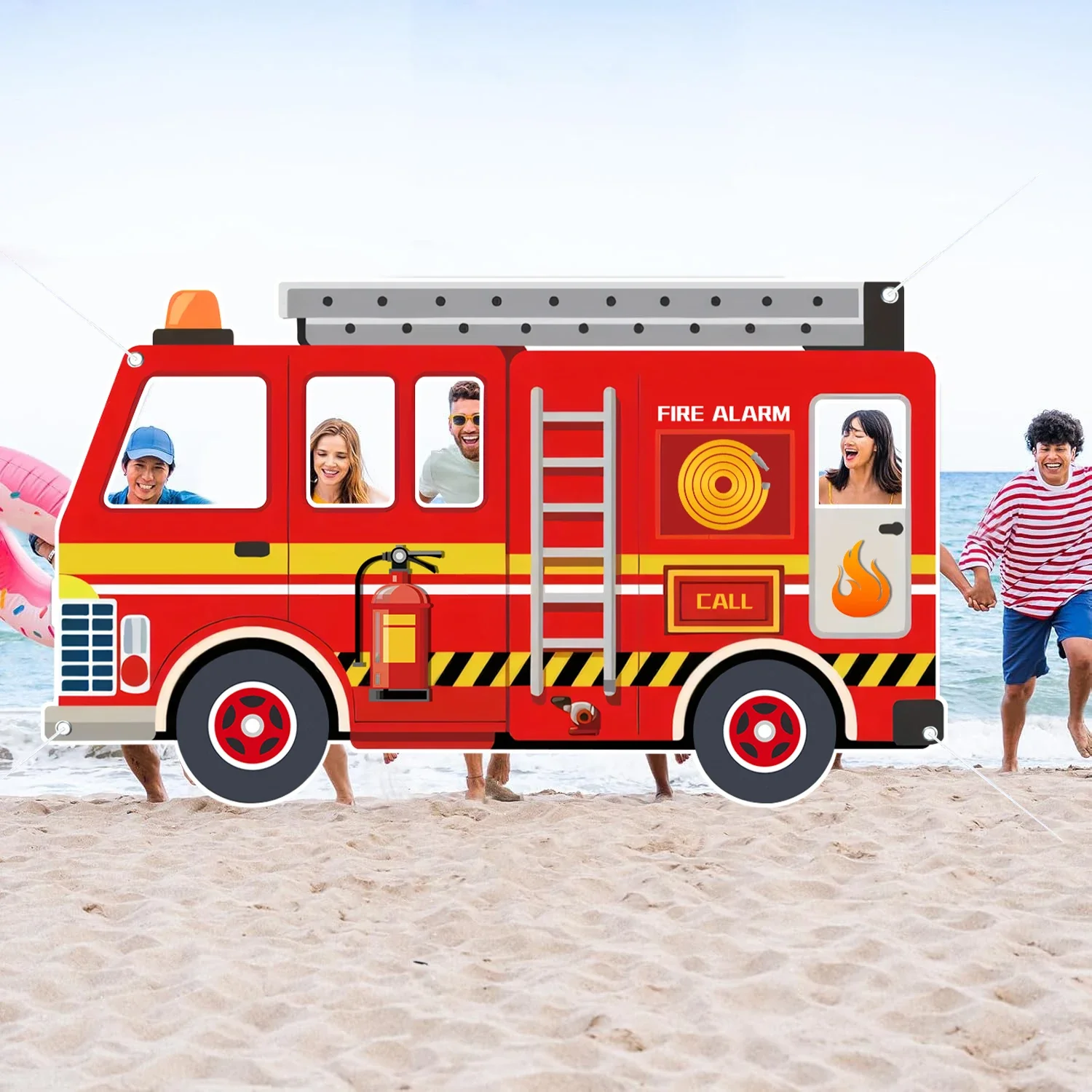 Feuerwehrauto Ausgehöhlte Fotografie-Requisiten Feuerwehr-Thema Feuerwehrauto Geburtstagsparty-Deko Feuerwehrmann Spaß-Requisiten Party-Zubehör – Detail 4
