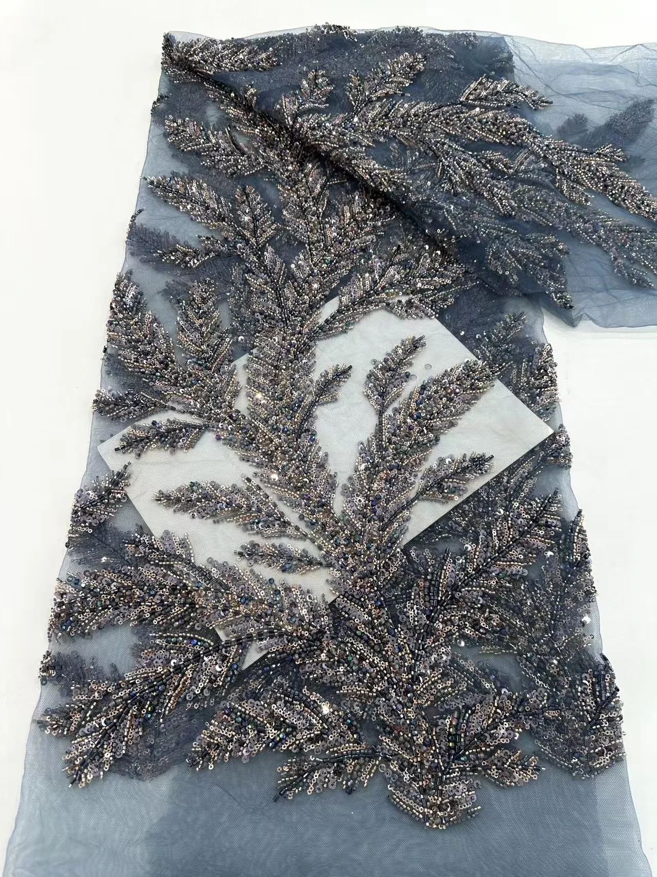 High-quality French luxury beaded lace, African beaded handcrafted art lace fabric, Nigerian sequin sewing fabric