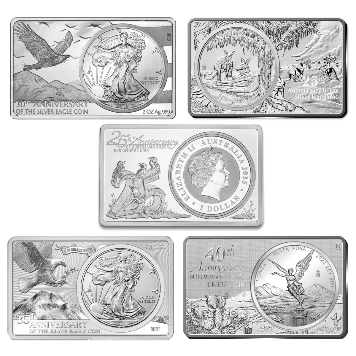3 OZ Non Magnetic Anniversary Mint Silver Bar Libertad Kookaburra Eagle Kangaroo square Coin Crafts Replica Collection Gift