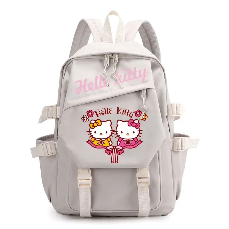 Sanrio Olá Kitty Estudante Schoolbag, remendo de transferência de calor, impresso, bonito dos desenhos animados, mochila de computador, fêmea, novo