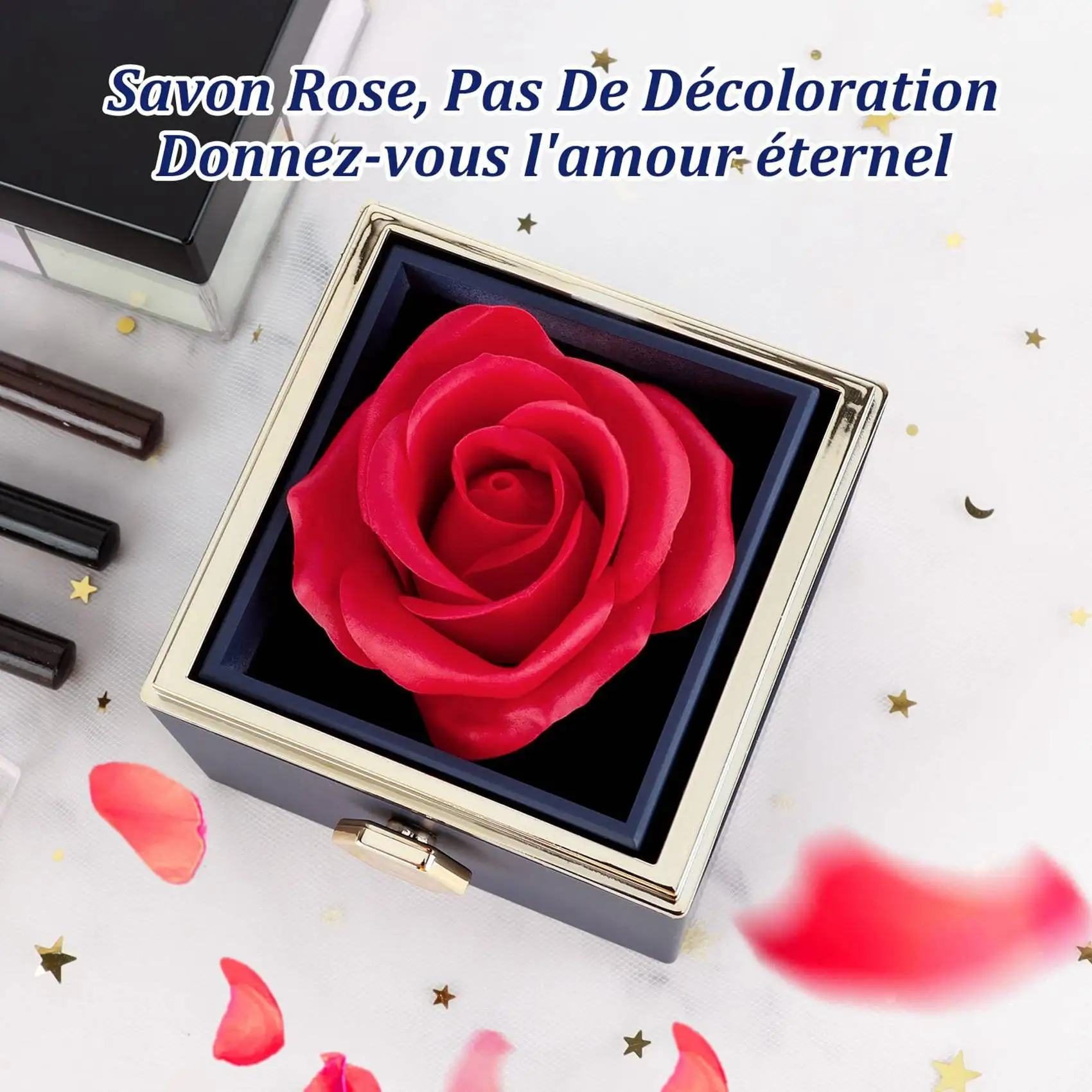 صندوق قلادة مجوهرات دوار على شكل زهور الورد الأبدية هدية عيد الحب للزوجة والصديقة إلى الذكرى السنوية لحفلات الزفاف أ