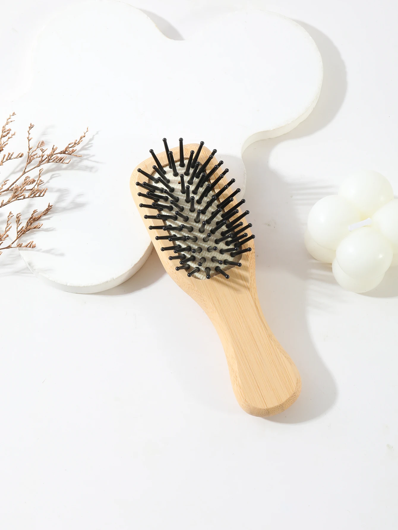 Bamboo and wood hair brush, portable mini air cushion comb, massage comb, anti-static, special for real hair wigs