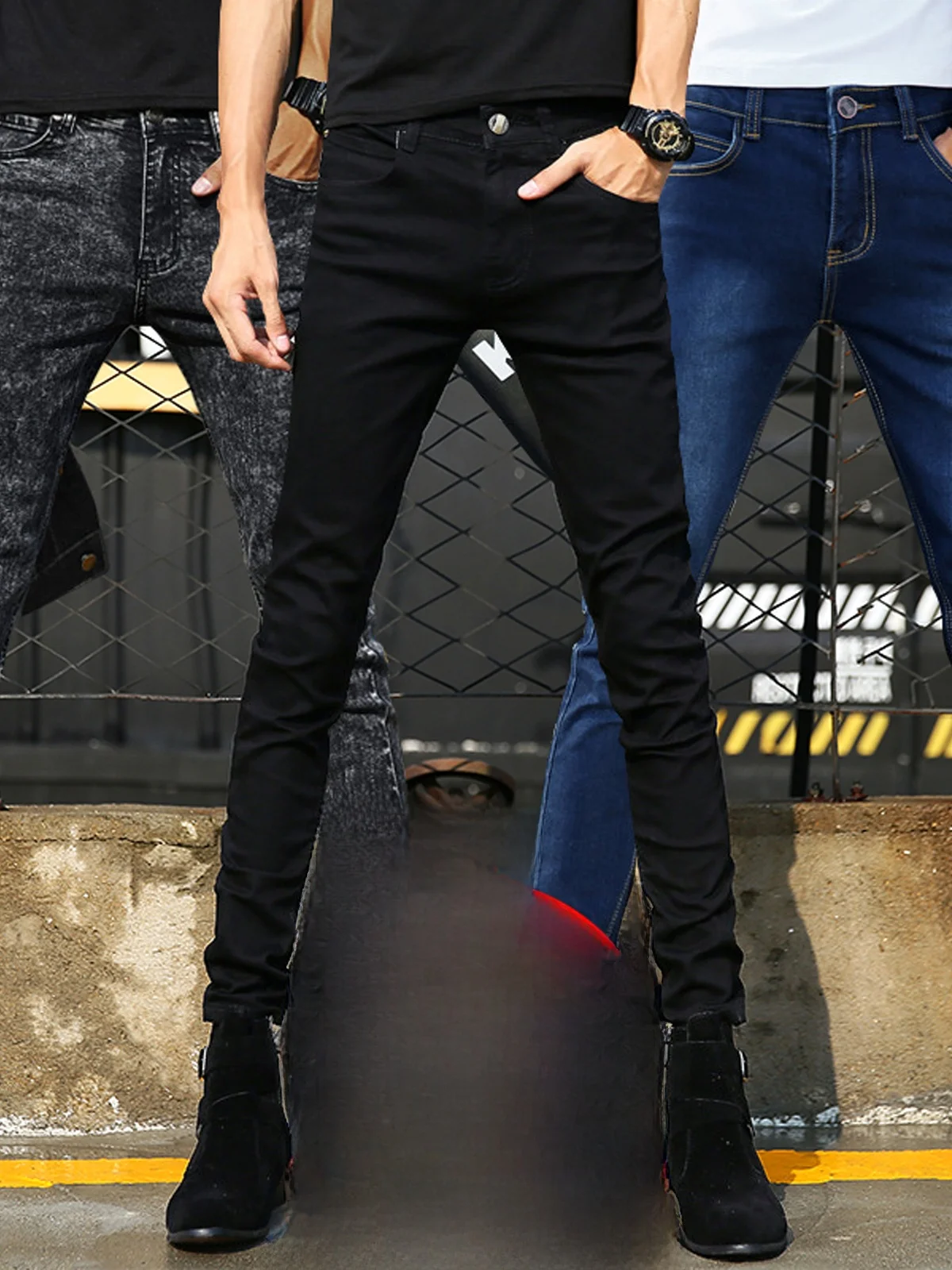 

Молодежные мужские джинсы Pure Bla Fce с подкладкой, повседневные, облегающие, модные, универсальные, осенне-зимние, длинные брюки