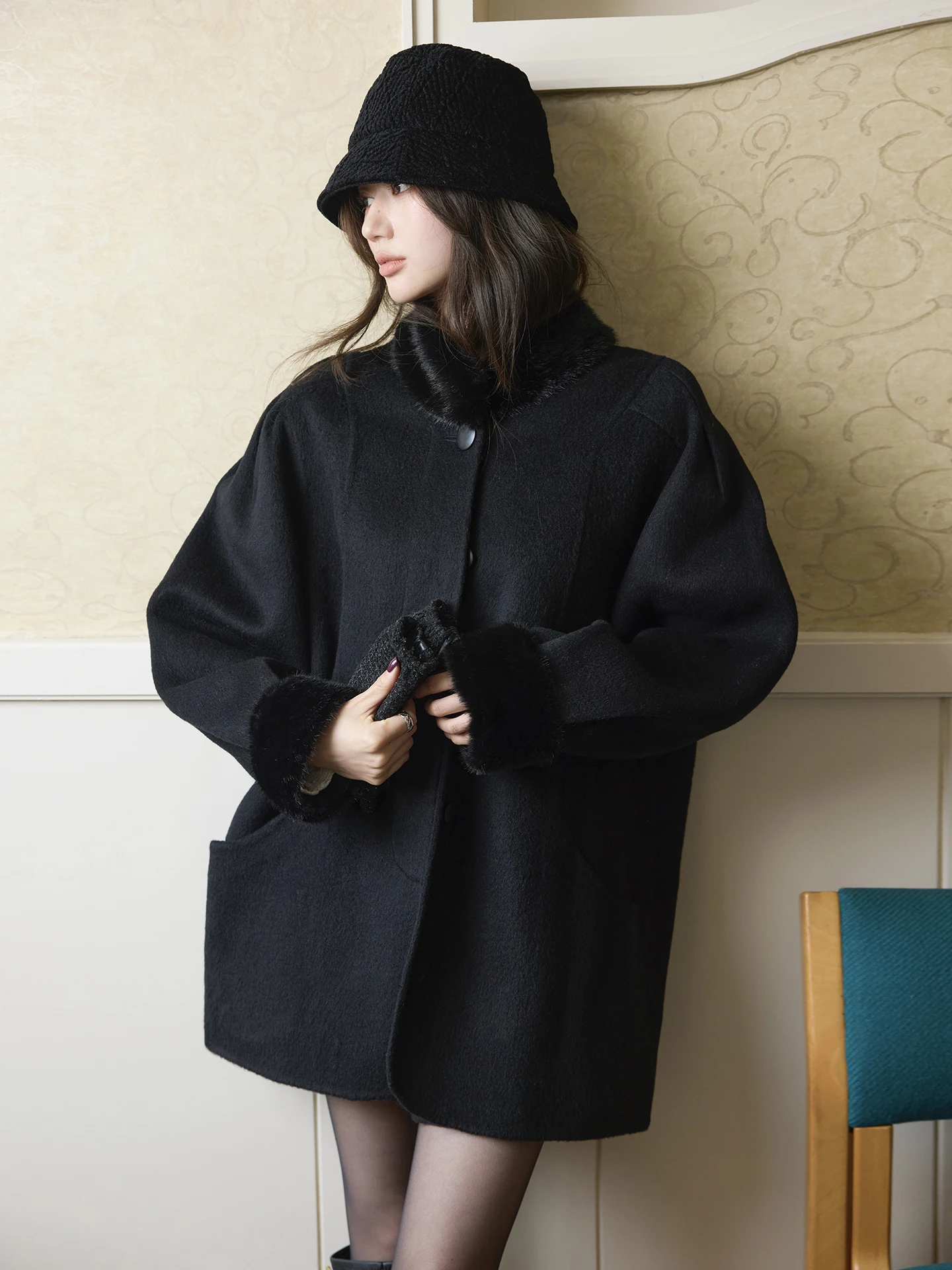 

Шерстяное двустороннее пальто Camelux из шелка и верблюжьего пуха класса люкс для женщин, корейский стиль, для повседневной носки и поездок на работу