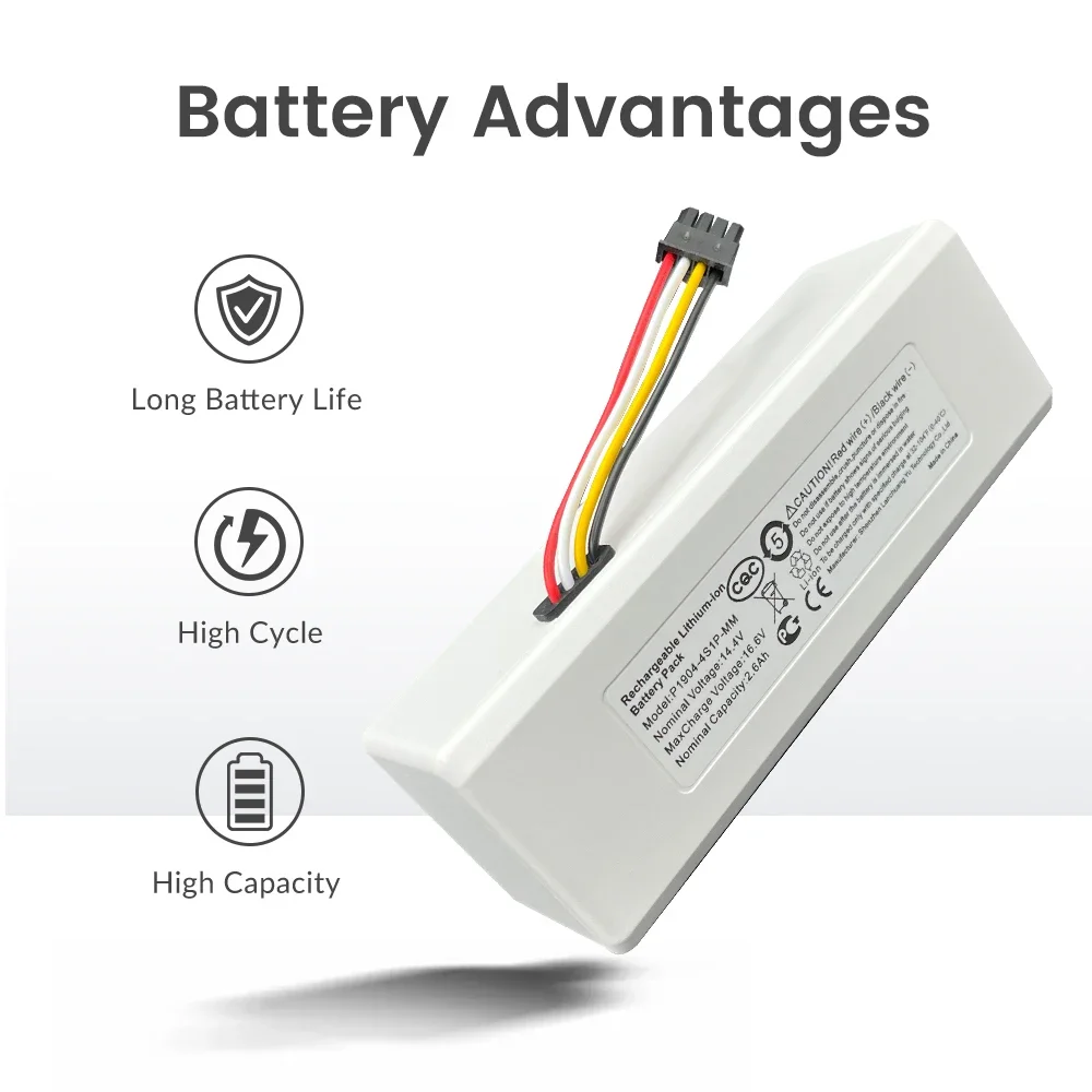 NEW 14.4V 2600mah P1904-4S1P-MM Battery For Xiaomi Mijia 1C STYTJ01ZHM Robot Vacuum Mop Cleaner Accessories Parts1