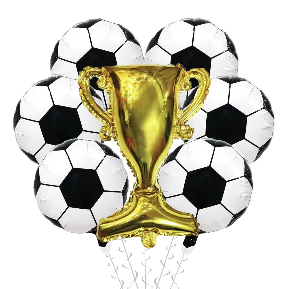 7 шт. набор воздушных шаров для футбольной вечеринки, большой воздушный шар из майларовой фольги с трофеем чемпиона для мальчиков, детский футбольный мяч, украшение для фанатов, дня рождения 7 шт. набор воздушных шаров для футбольной вечеринки, большой воздушный шар из майларовой фольги с трофеем чемпиона для мальчиков, детский футбольный мяч, украшение для фанатов, дня рождения