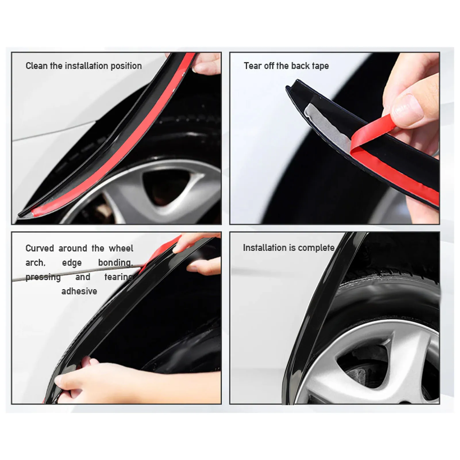 Universal Rubber Fender Flares Car Lip Wheel Eyebrow Wheel Arch Covers Extensions Protector Scratch Proof Rubber Mudguard Car
