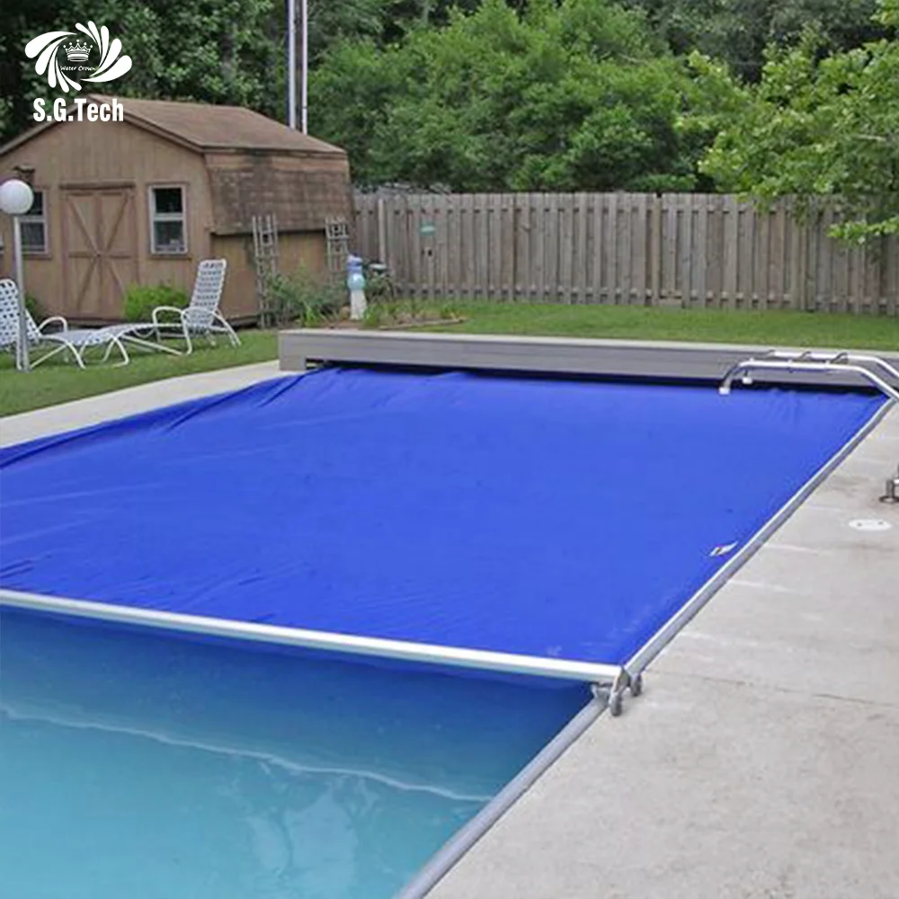 Manufacturer's Fully Automatic Sliding PVC Cover for Swimming Pools Water Crown Can Be Stepped Helps Maintain Water Temperature