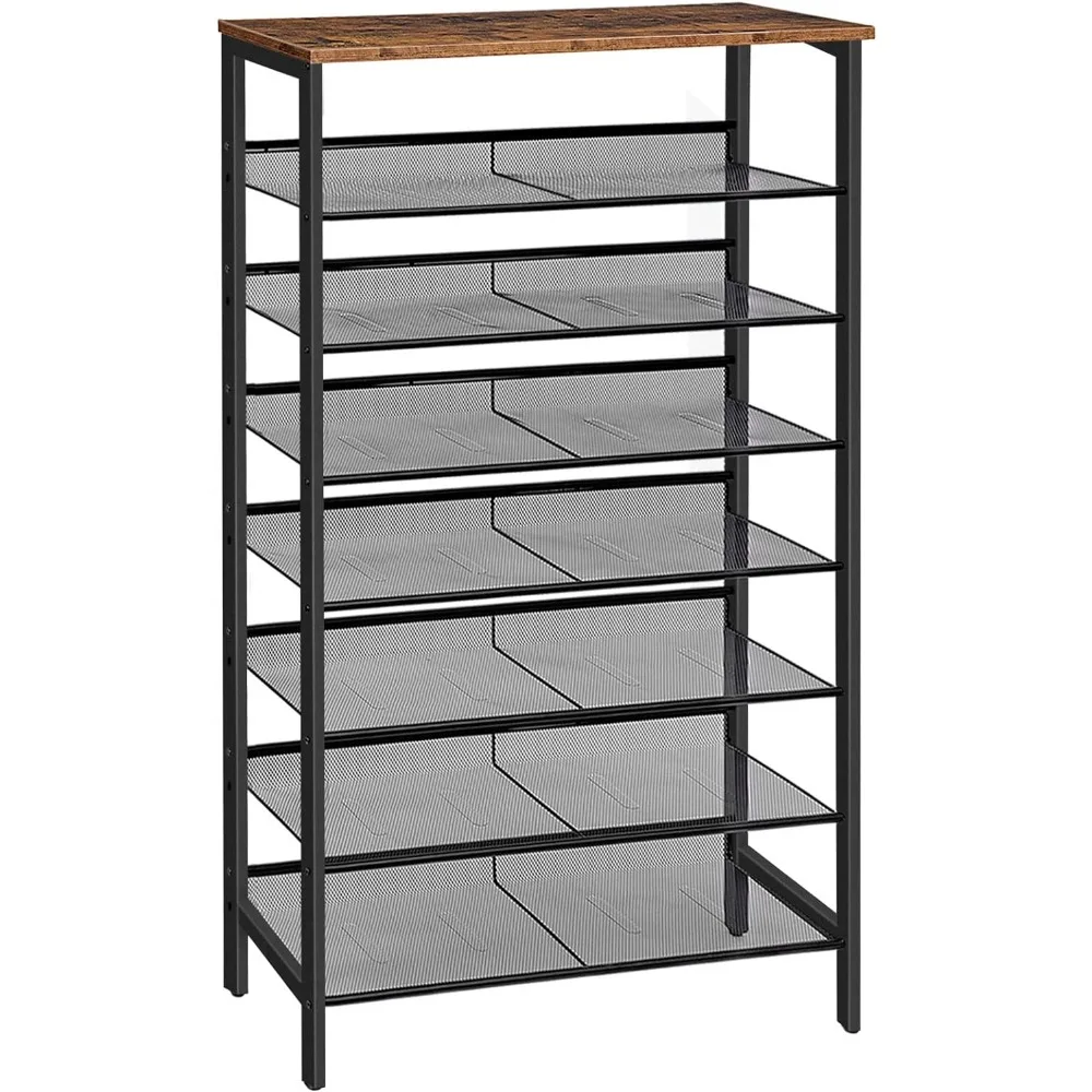 8-Tier Shoe Rack Organizer, Large Capacity Metal Shoe Shelf, Sturdy Shoe Storage with Top Shelf, for 21-28 Pairs of Shoes,