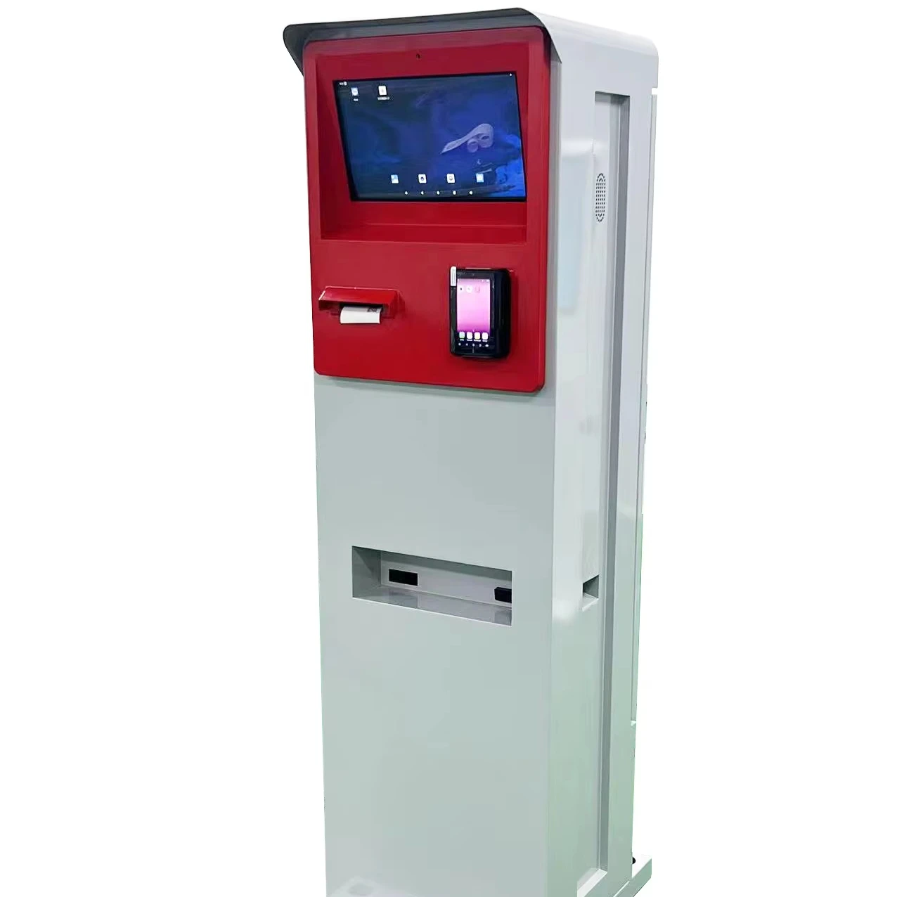 

Умный уличный киоск для оплаты с сенсорным экраном и устройством чтения карт RFID. Автоматизированный диспенсер для билетов и сканер QR-кода. Функция SDK.