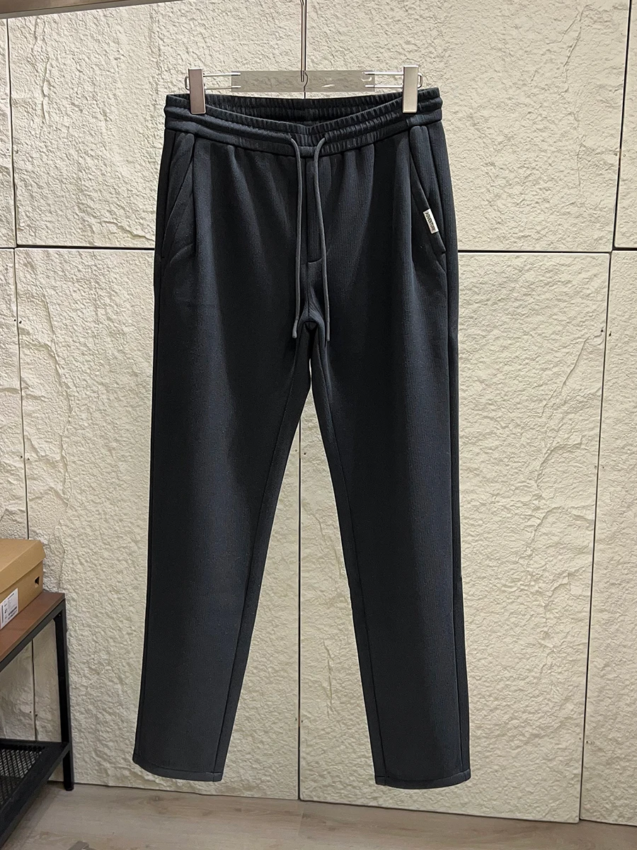 

Men's Casual Straight Leg Pants Comfortable Warm Polyester Fiber Autumn Winter Fashion Urban Style Elastic Waist Daily Wear