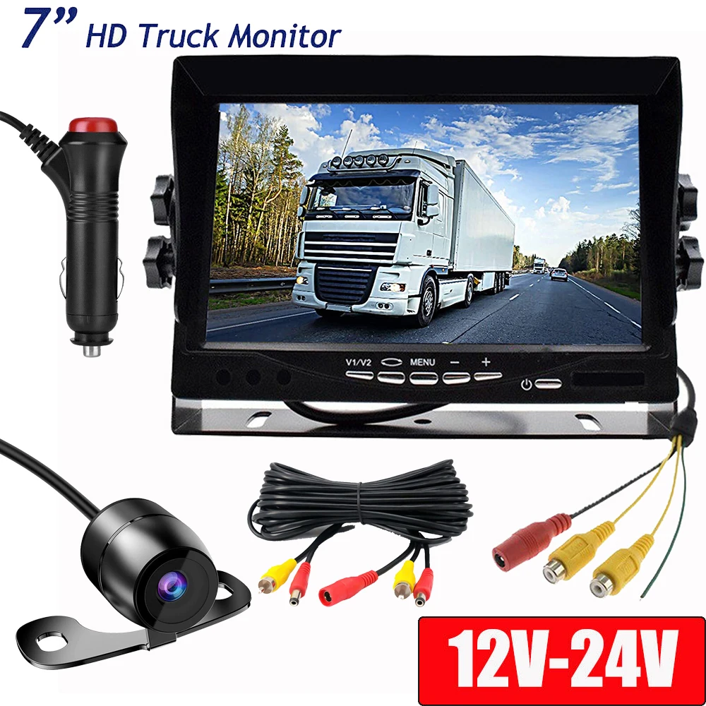 

7"Monitor +Wire Rear View Backup Camera Night Vision System For RV Truck Bus Parking Rearview Easy Installation Car Acesssories