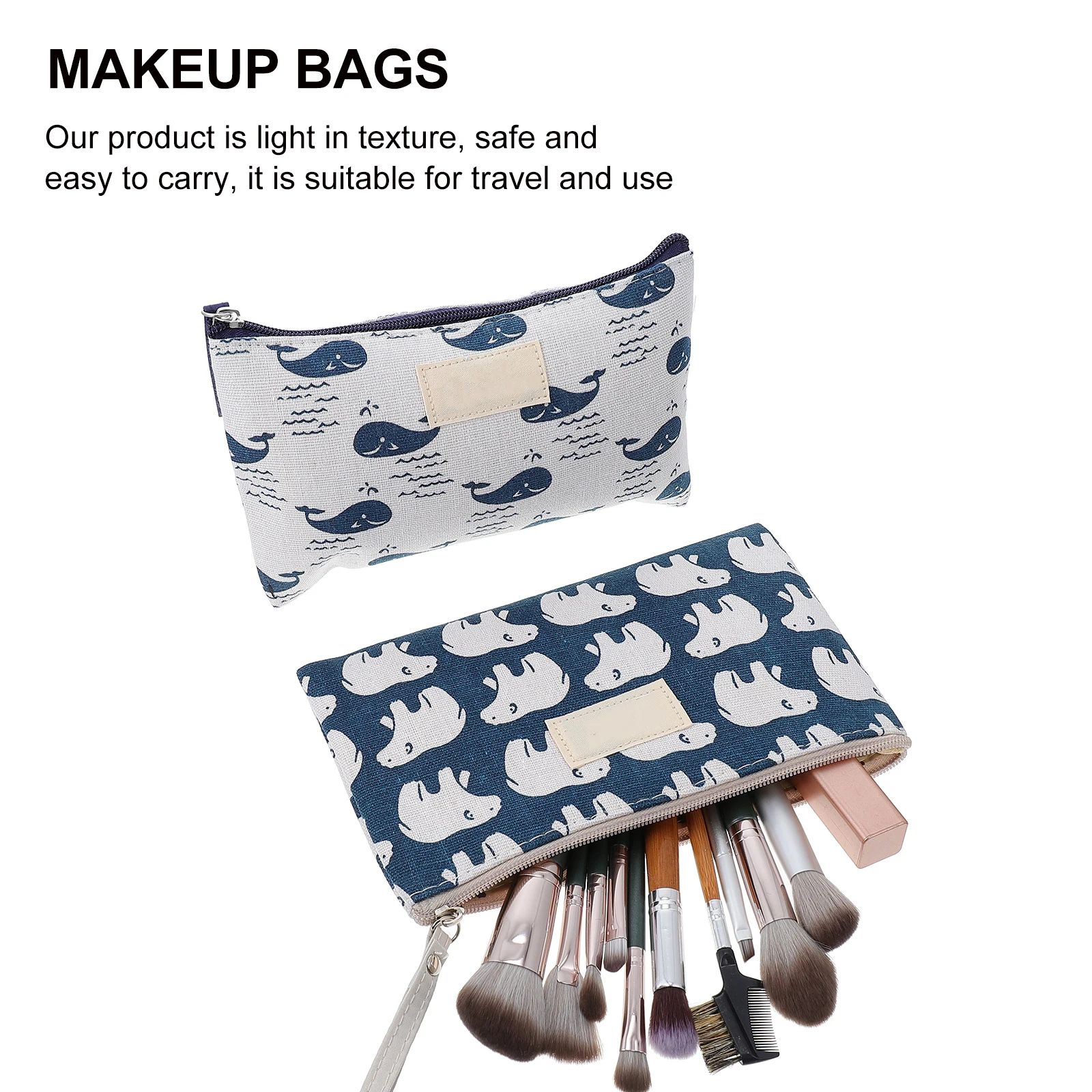 

2pcs Canvas Storage Bags Travel Tote Lightweight Durable Portable Fashionable Makeup Bags For Cosmetics Storage ganizers