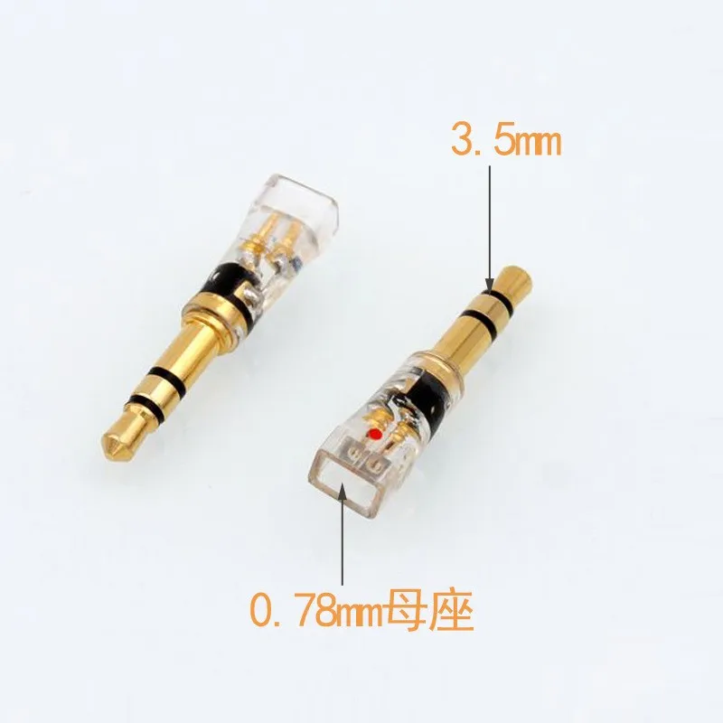 One Pair Gold Plated MMCX/0.78mm Female to 3.5mm Male Converter Adapter for t1 t5p D600 D7100 Z1 Z1R FOCAL ELLEAR Headphones