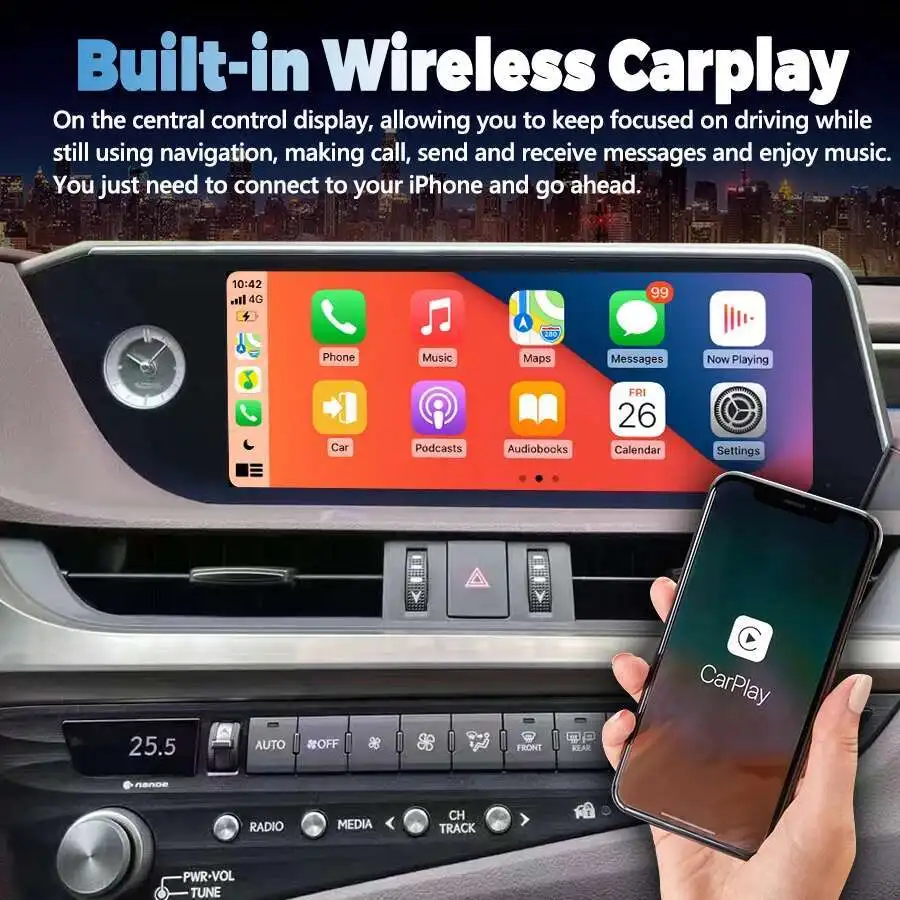 12.3インチAndroid 14 CarPlay対応レクサスES ES350H ES250 ES350 ES300H 2018-2022年式車用マルチメディアビデオプレーヤーヘッドユニットGPSステレオ