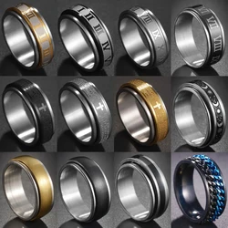 Spinning Spinner Ring For Men Women Anxiety Fidget Rings Stainless Steel Roman Numerals Rotating Ring Wholesale