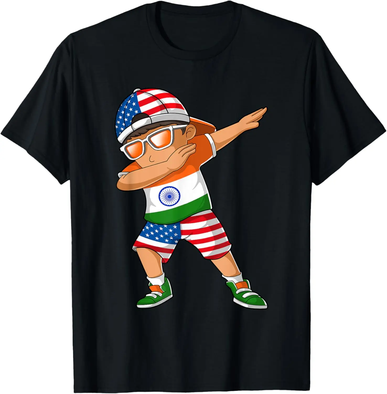 

Half American Half Indian Boy Kid India Flag Patriotic T-Shirt Motorcycle