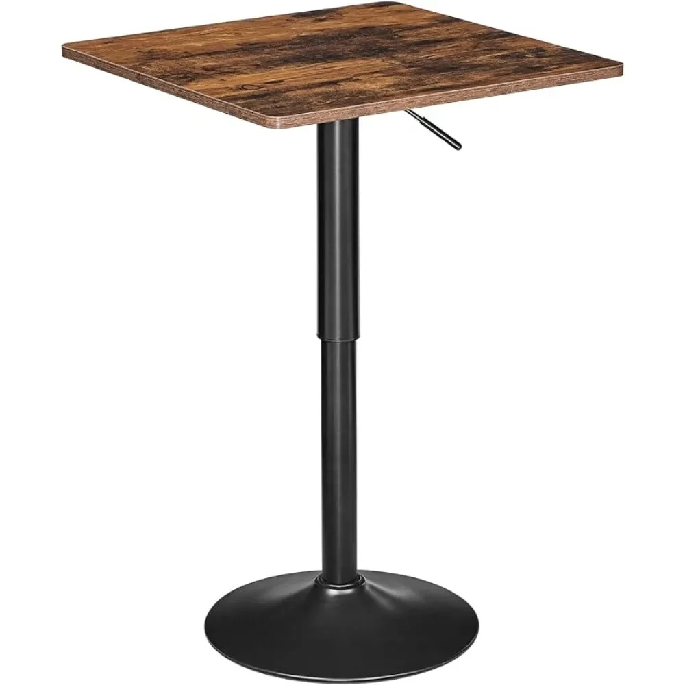 Square Bar Table, Tall Cocktail Table, Adjustable Height Pub Table, Bistro Table with Base, for Bar, Pub, Dining Room