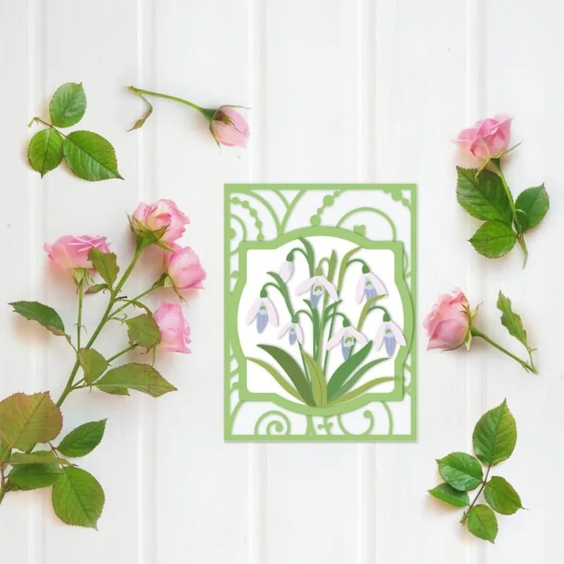 1 pc Snowdrop Flowers Cutting Dies for Card Making Metal Snowdrop Flowers Die Cuts Embossing Stencils Cutting Dies Template
