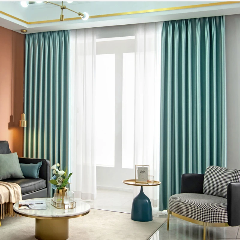 Full Blackout Bedroom Curtains Hotel Thickened Soundproof Drape Living Room Sun Protection Curtain Large Area Bay Window Drapes