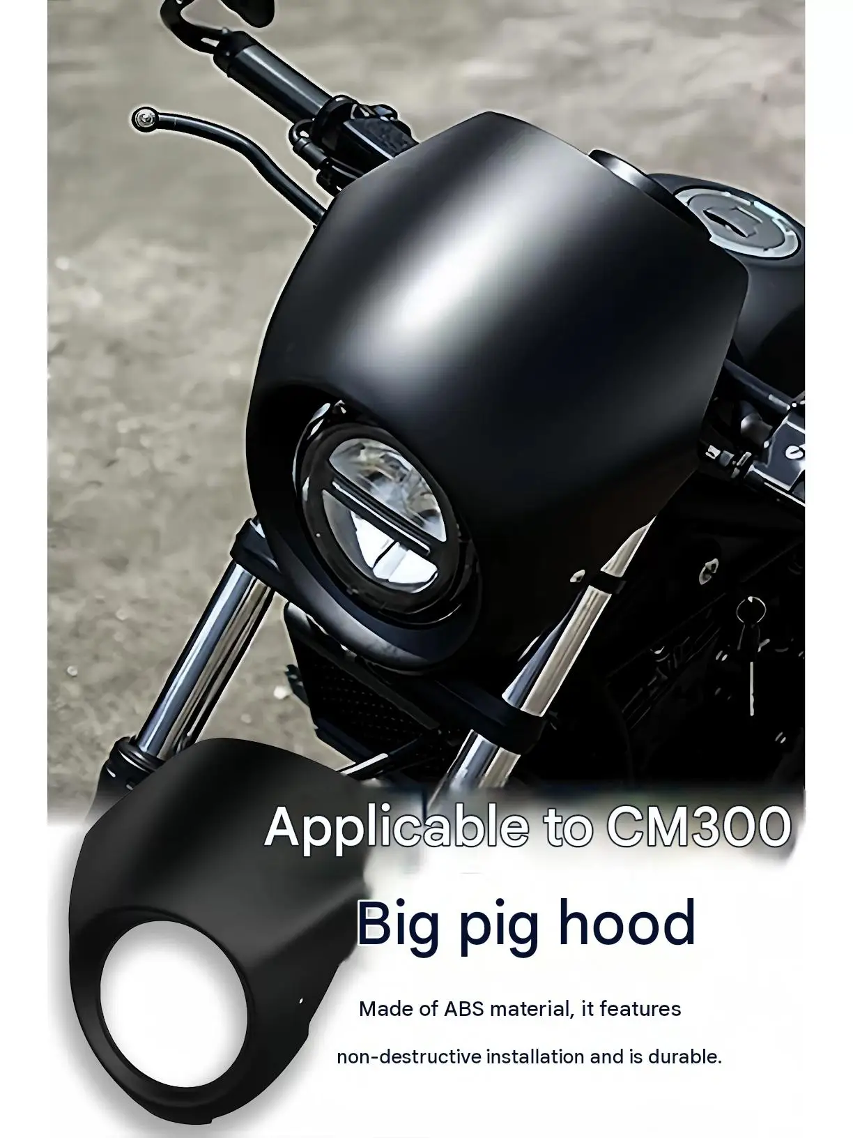 For Honda CM300 Integrated Pig Head Air Deflector Modified -Wind Noise Reduction Shoulder & Neck Cushioning Motorcycle Accessory