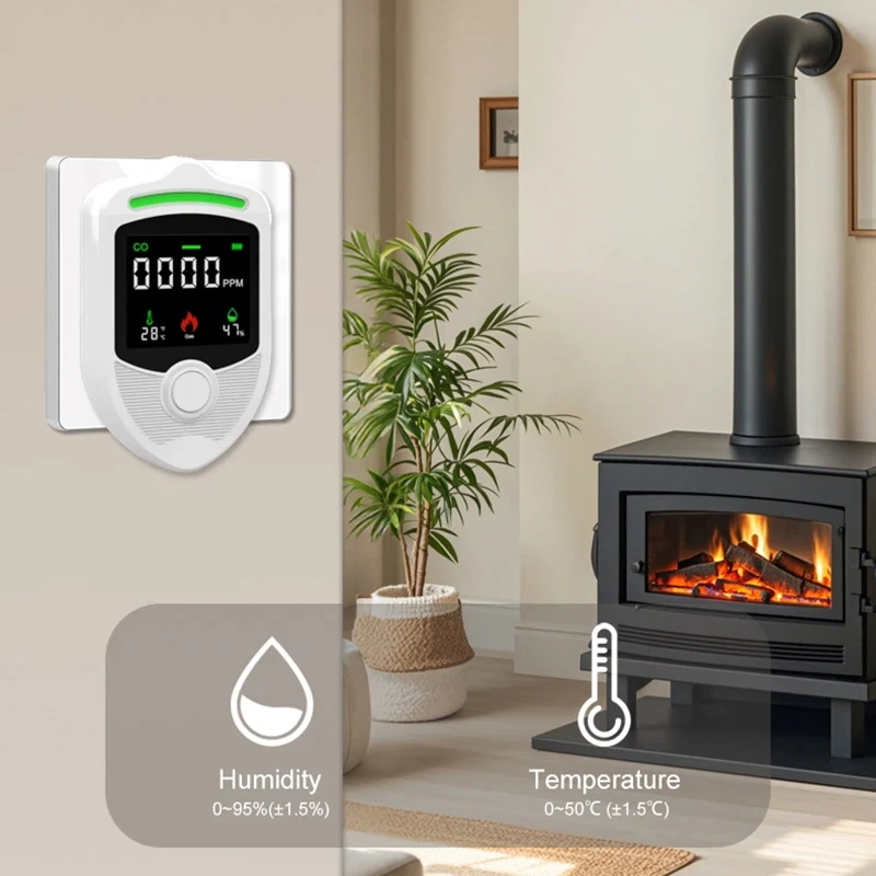 Многофункциональное устройство мониторинга 4 в 1, температура газа, влажность, детектор вставки в стену, детектор дыма горючего газа