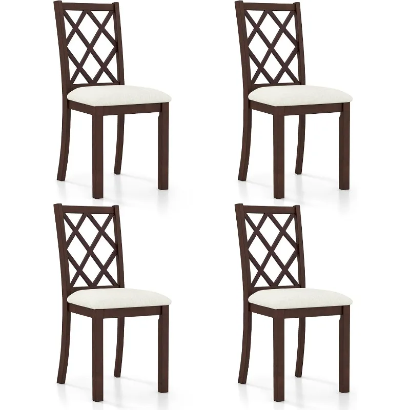 Wood Dining Chairs Set of 4, Farmhouse Kitchen Chair with Rubber Wood Legs, Max Load 400 Lbs