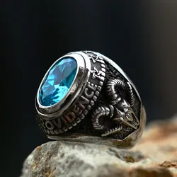 Beier New Store 316L Titanium Steel Viking Sheep Blue Black Red Zircon Stone Retro Totem  Fashion Jewelry LLBR8-334R