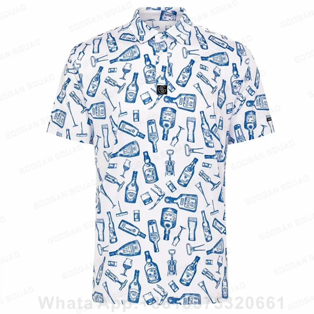 Polo Shirt Men Casual Short Sleeve Men Golden Flower Printed Baroque Shirt Summer Golf Polos Prom Party Shirt Tops