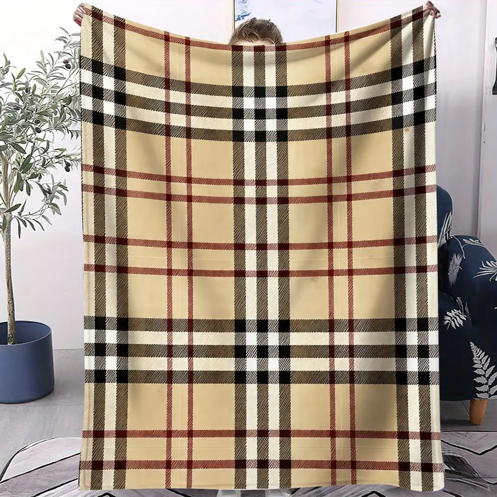 Plaid Digital Print Flannel Blanket Throw Blanket Warm Gift Blanket Soft Lightweight Plush Fleece for Sofa Bed Home Decor