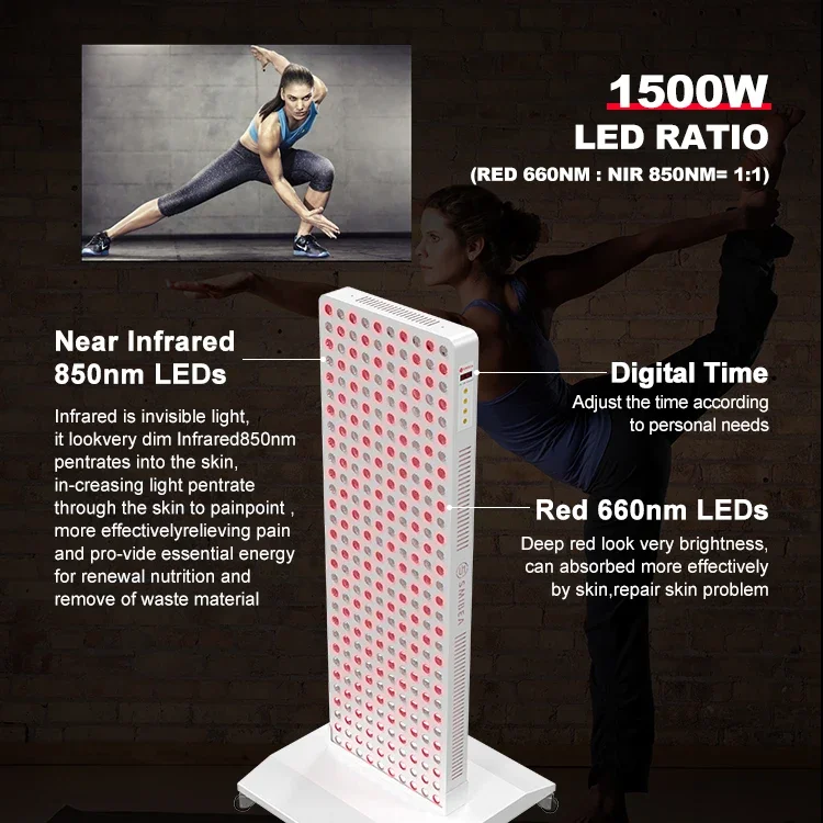 

Новый дизайн, 1500 Вт, всего тела, 660 нм, 850 нм, светодиодная медицинская светотерапевтическая панель для тела, против старения