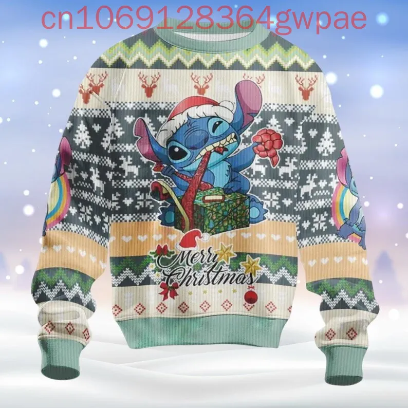 Disney Christmas Stitch Ugly Men and Women Sweater Merry Stich Christmas Land Trip Sweater Magic Kingdom Xmas