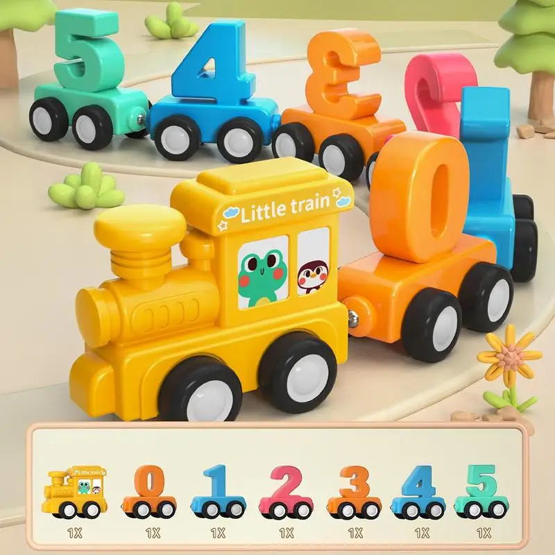 1 conjunto de número de trem magnético brinquedo de madeira carros de aprendizagem com números cor trem montessori brinquedos para crianças criança transporte da gota