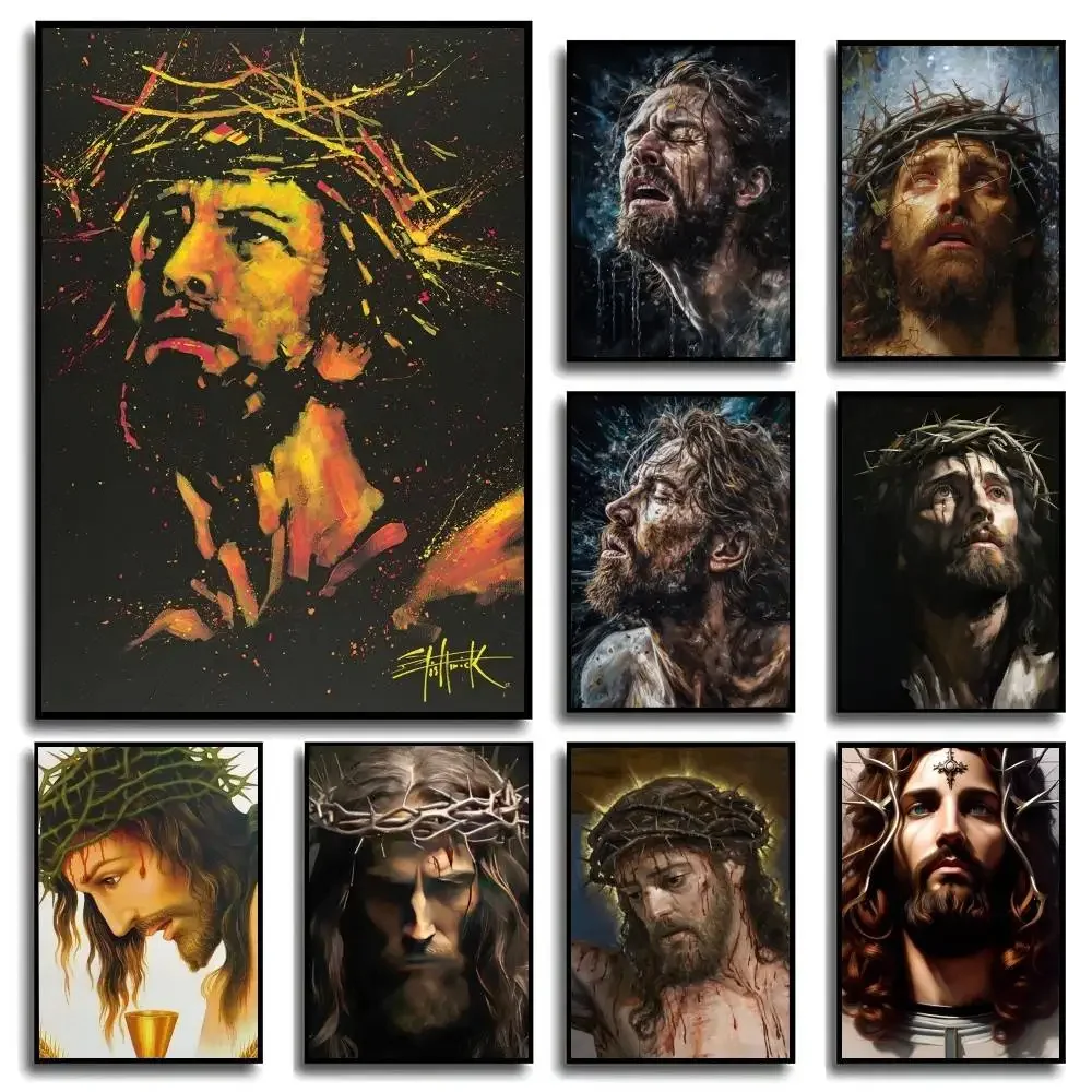 T-Jesus-and-G-LionS-F-Crown-of-Thorns Jesus Poster Decoration Posters Living Room Quality Canvas Home Wall Decor Picture
