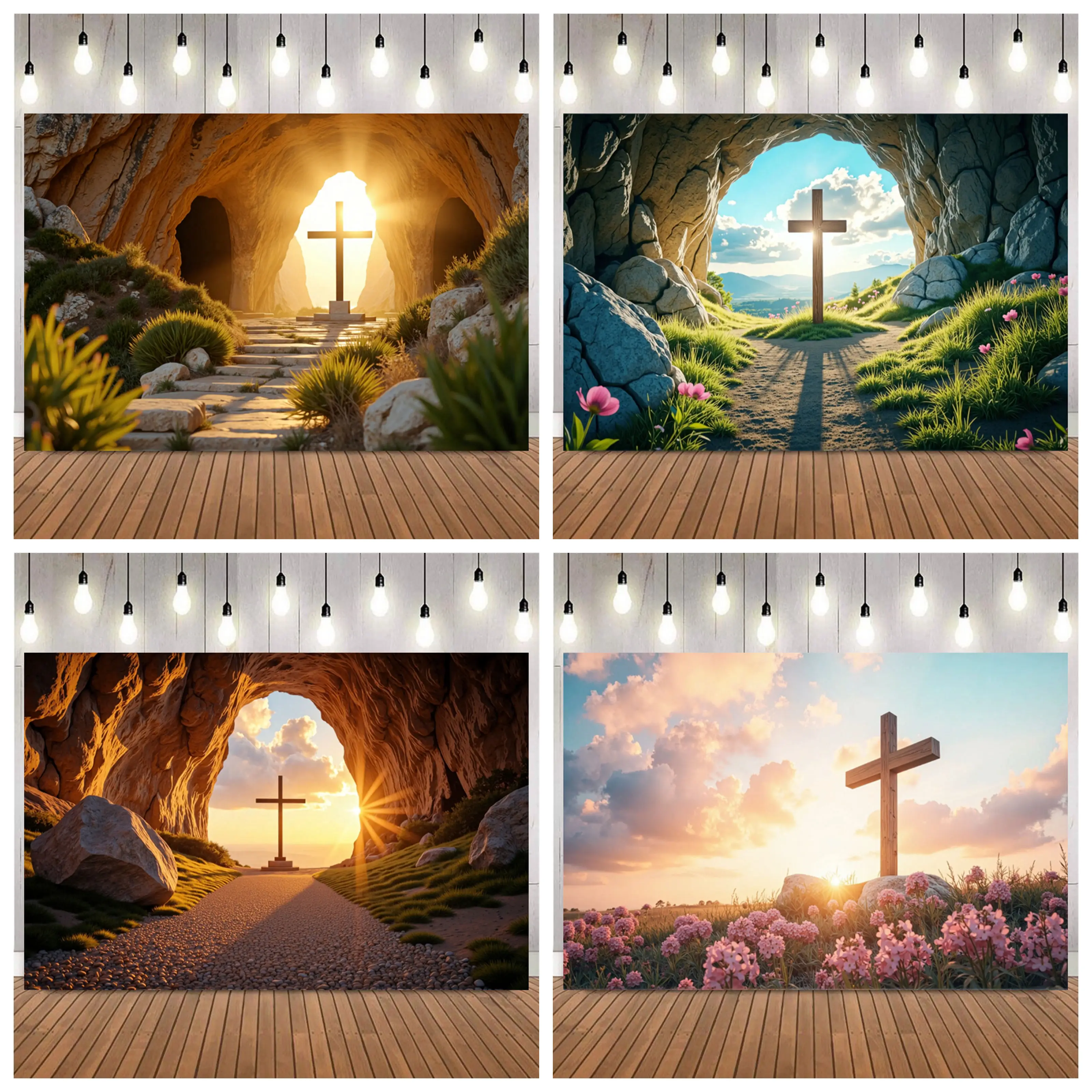 Lighting Decor Sunrise Photos - Cave Cross Sunrise Holy Light Photography