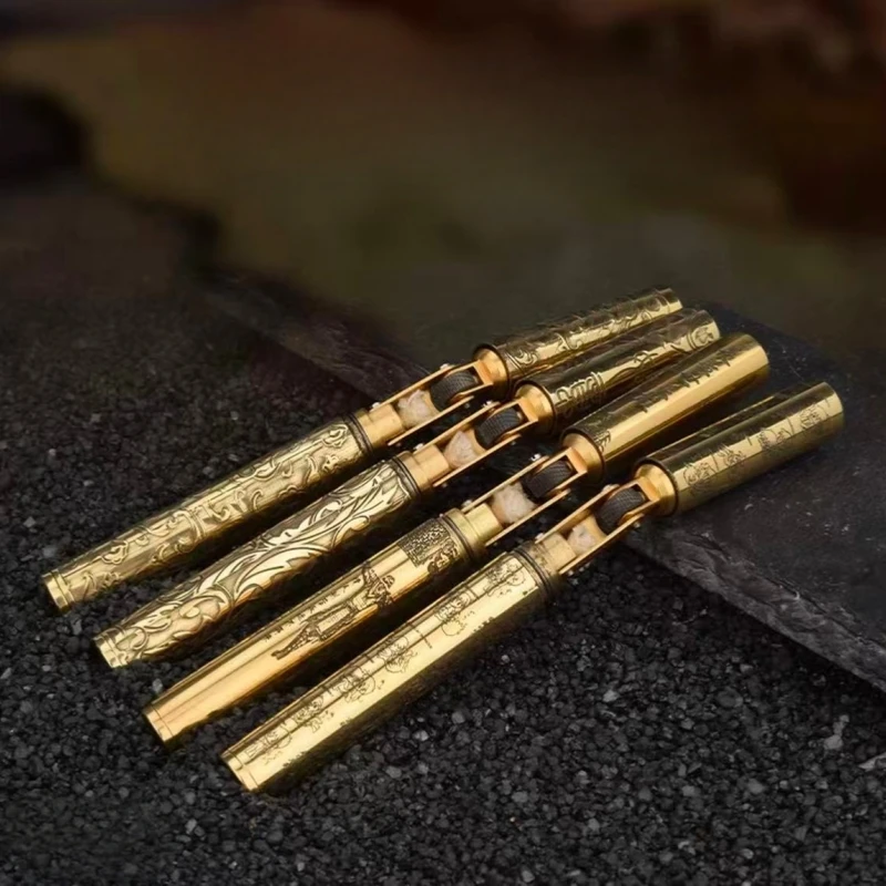 

Exquisite Carved Grinding Wheel Open Flame Lighter, Mini Pure Copper Creative Lightweight Cigarette Accessories Men's Gift