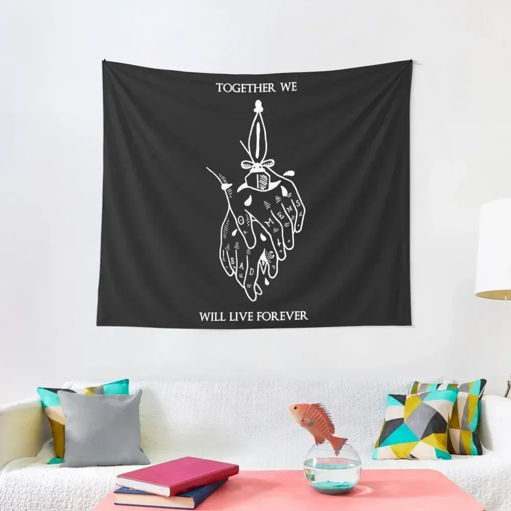 Bad omens - Together we will live forever Tapestry Bedroom Decor Anime Decor Wall Art Home Decorating Tapestry