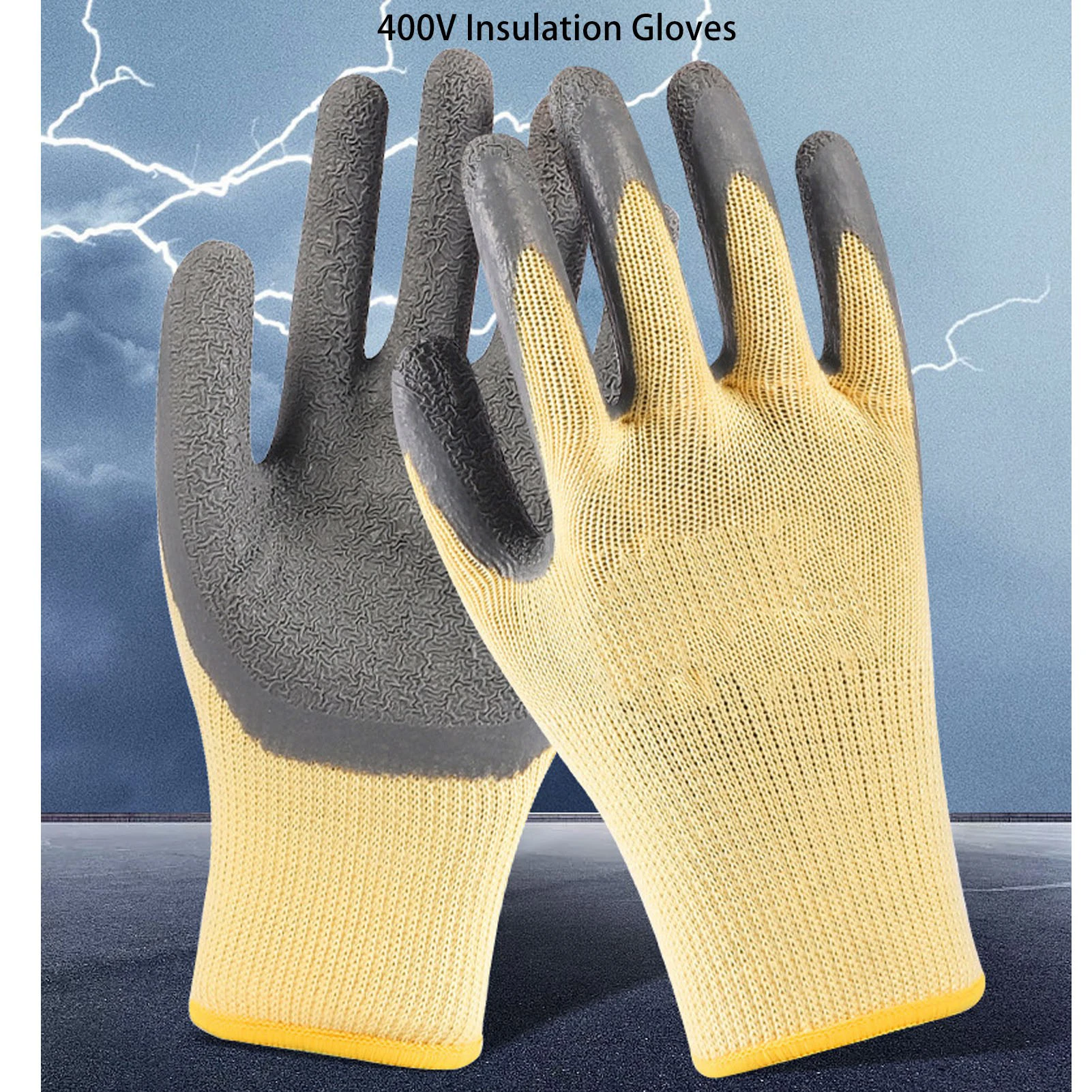 

Insulation Gloves Good Breathability Rubber Palm Gloves 1 Pair Elastic Wrist Open for Equipment Installation Repair