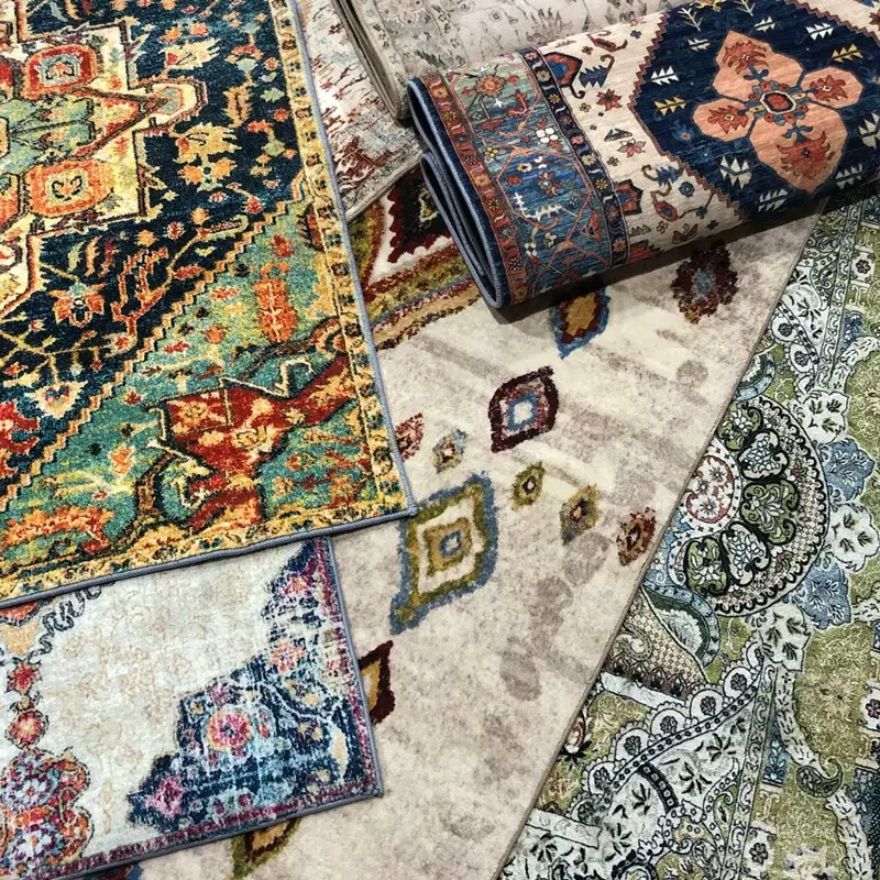 Vintage Living Room Carpet Persian Morocco Area Rug Coffee Table Floor Mat Soft Bedroom Rug Bedside Washable Hall Rug Anti-skid