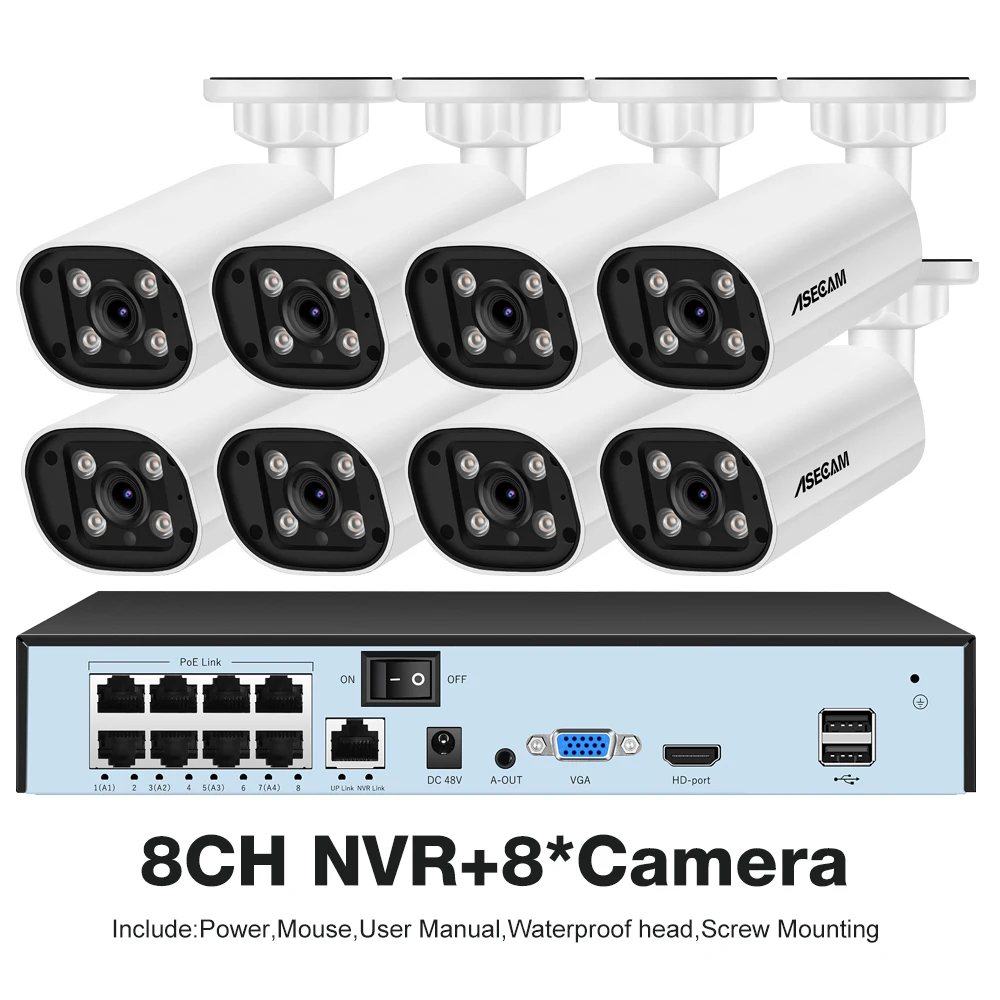8MP 4K Outdoor Security Camera System with AI Detection