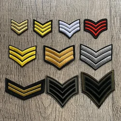 Wholesale Gold Silver Red Military Rank Embroidery Patches for Clothing Tactical Army Logo Iron on Clothes jacket Badge Applique