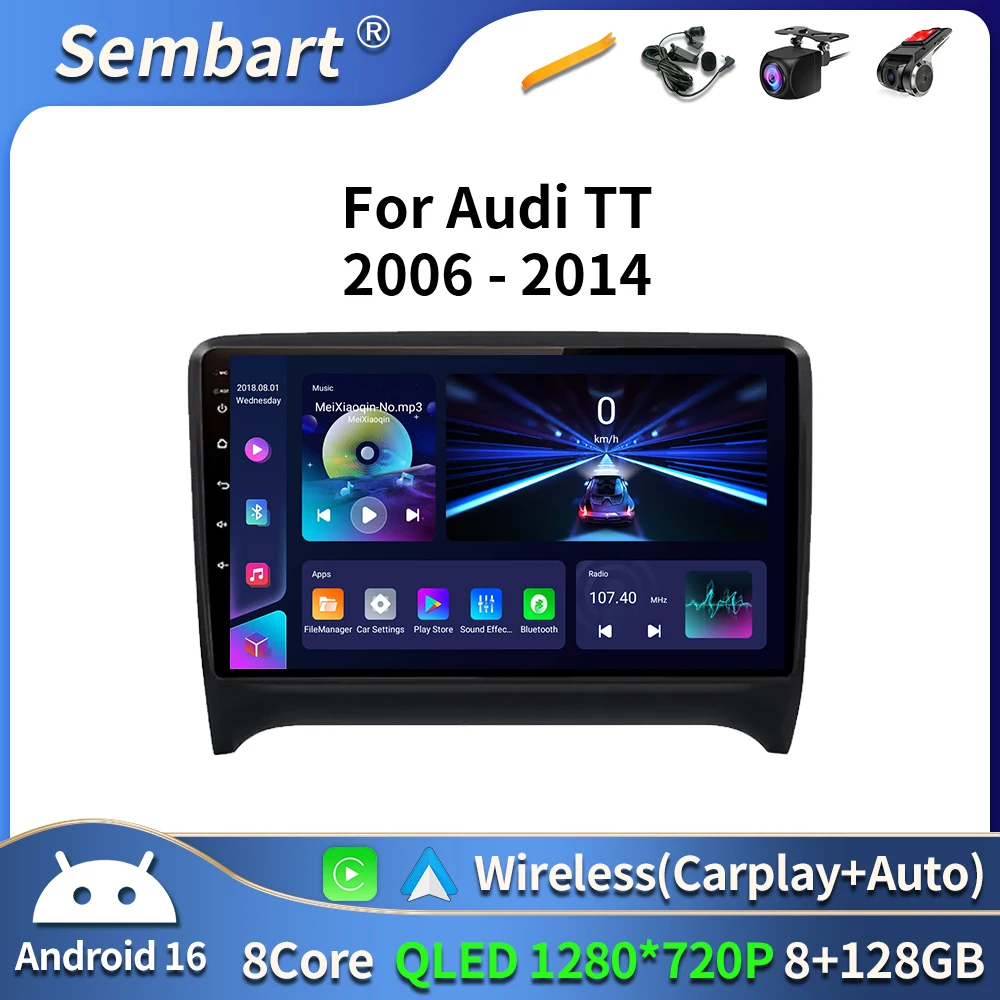 

Android 16 Carplay Auto Car Radio Multimedia Player For Audi TT MK2 8J 2006-2014 Autoradio GPS Stereo 2din Head Unit 4G BT DVD