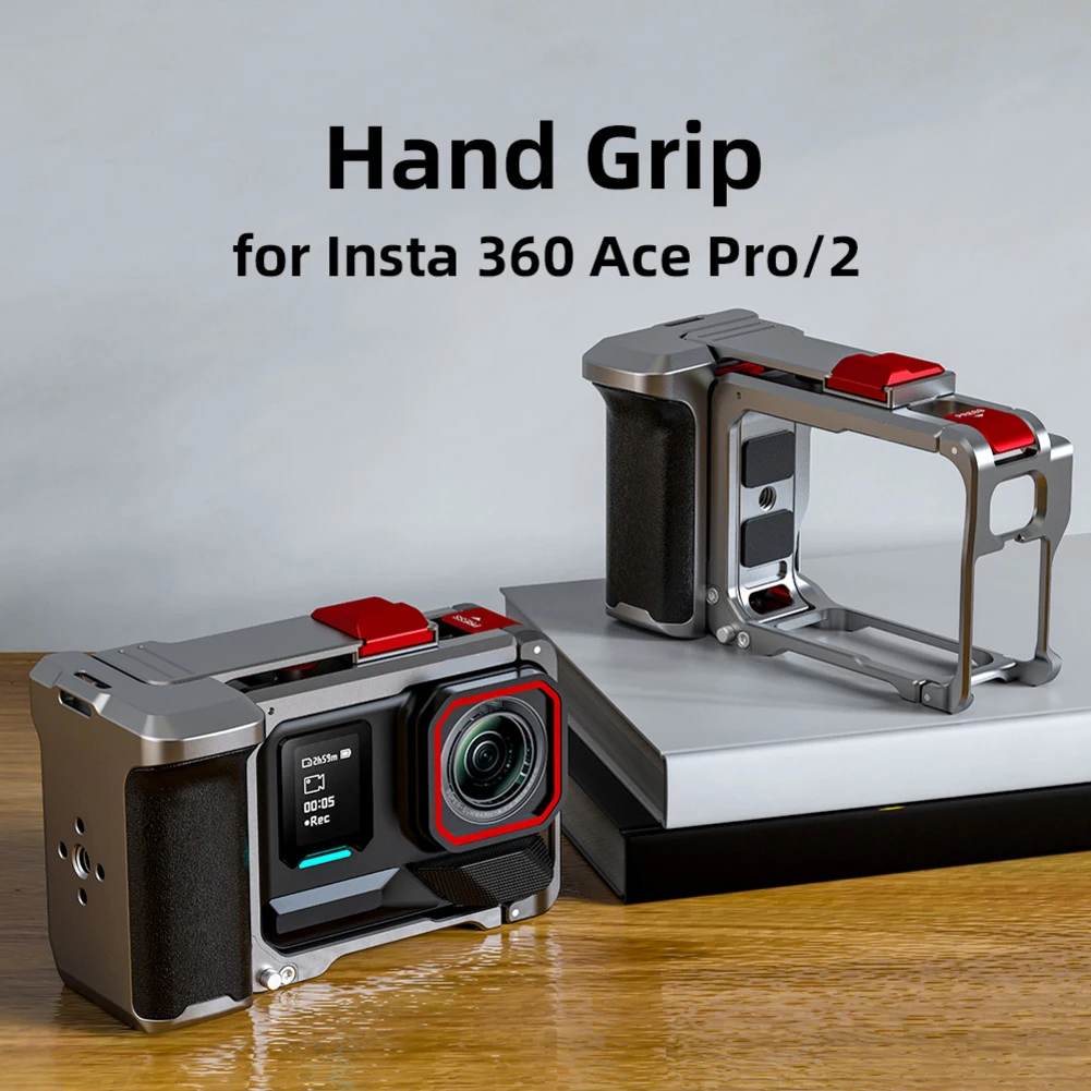 

Металлический чехол-клетка, комплект ручек для Insta360 Acepro 2, противоскользящий дизайн и кнопка затвора, ручка для фотосъемки, аксессуары для камеры