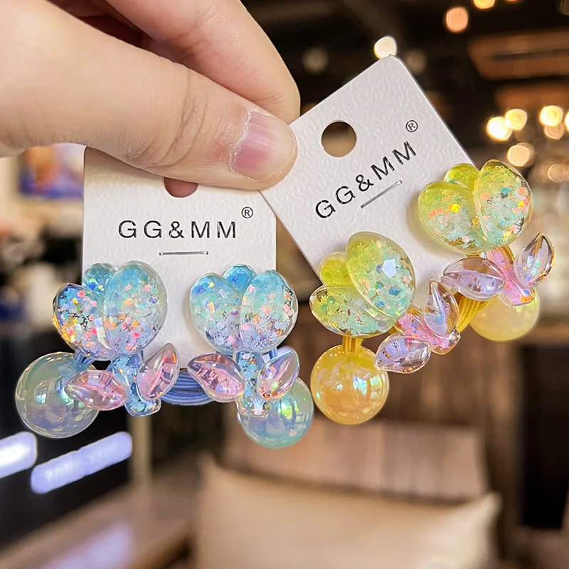 

Cute Tulip Elastic Hair Ties Korean Gradient Color High Stretch Ponytail Holders for Kids Daily Accessories