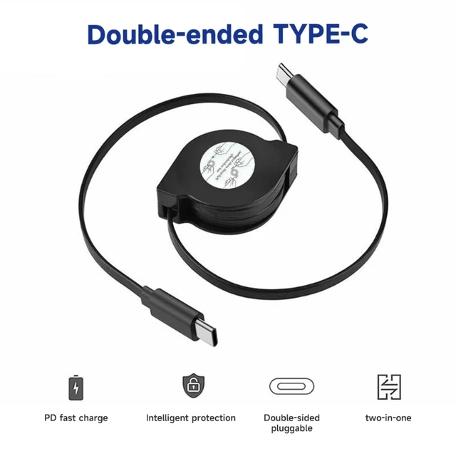 Chowany kabel danych PD 60W USB C do USB C, Notebook przewód szybkoładujący kompatybilny z przełącznikiem telefonicznym typu C tablety