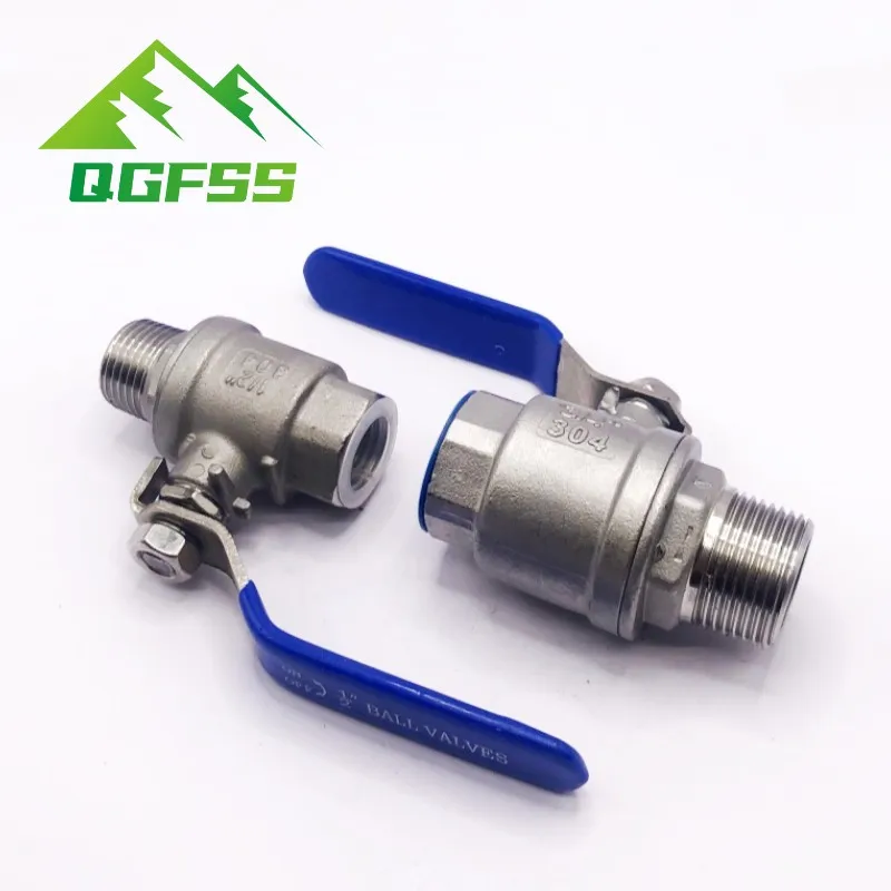 304 Stainless steel ball valve 1/4\'\' 3/8\'\' 1/2\'\' 3/4\'\' Female/Male Thread Valve Connector Joint Pipe Fitting Coupler Adapter