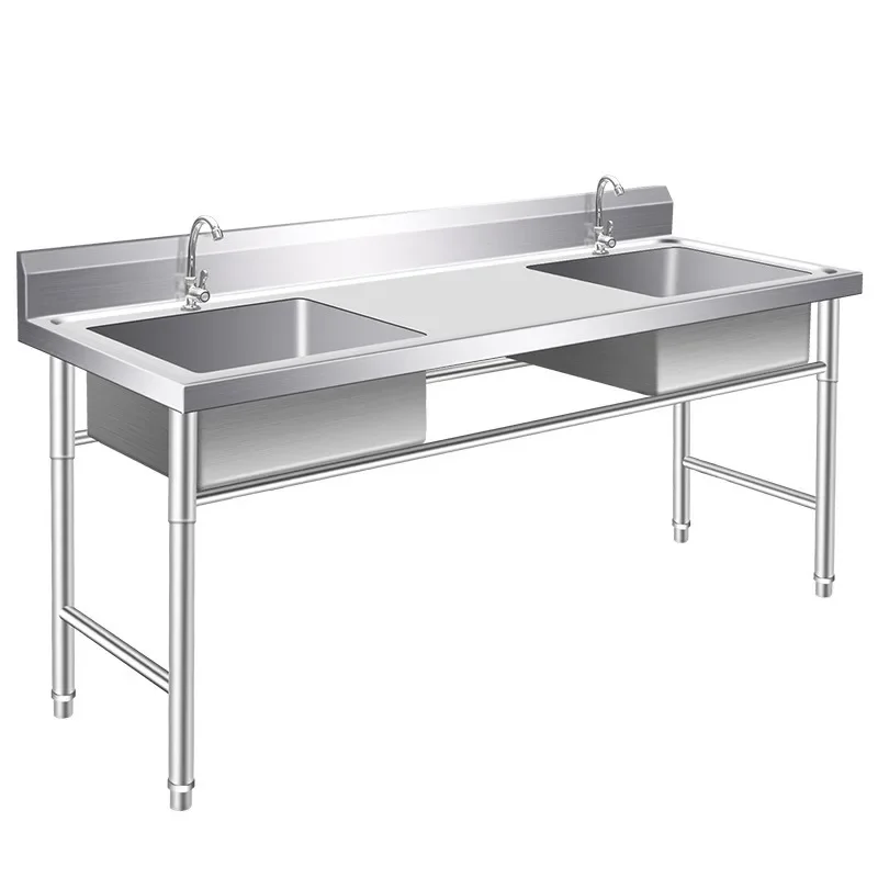 

Sink with platform, sink, vegetable basin, a complete set of commercial double slots with brackets